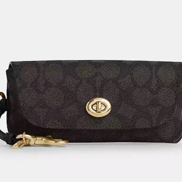 Coach Floral Brown Signature Canvas
 Sunglasses Case with Key holder - Picture 2 of 6